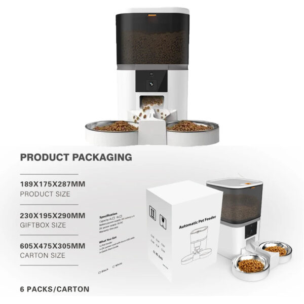 4L Automatic Cat Feeder Smart Pet Feeder For Cats Small Dogs Food Dispenser With Camera Recorder Timing Quantitative Double Bowl - Image 6